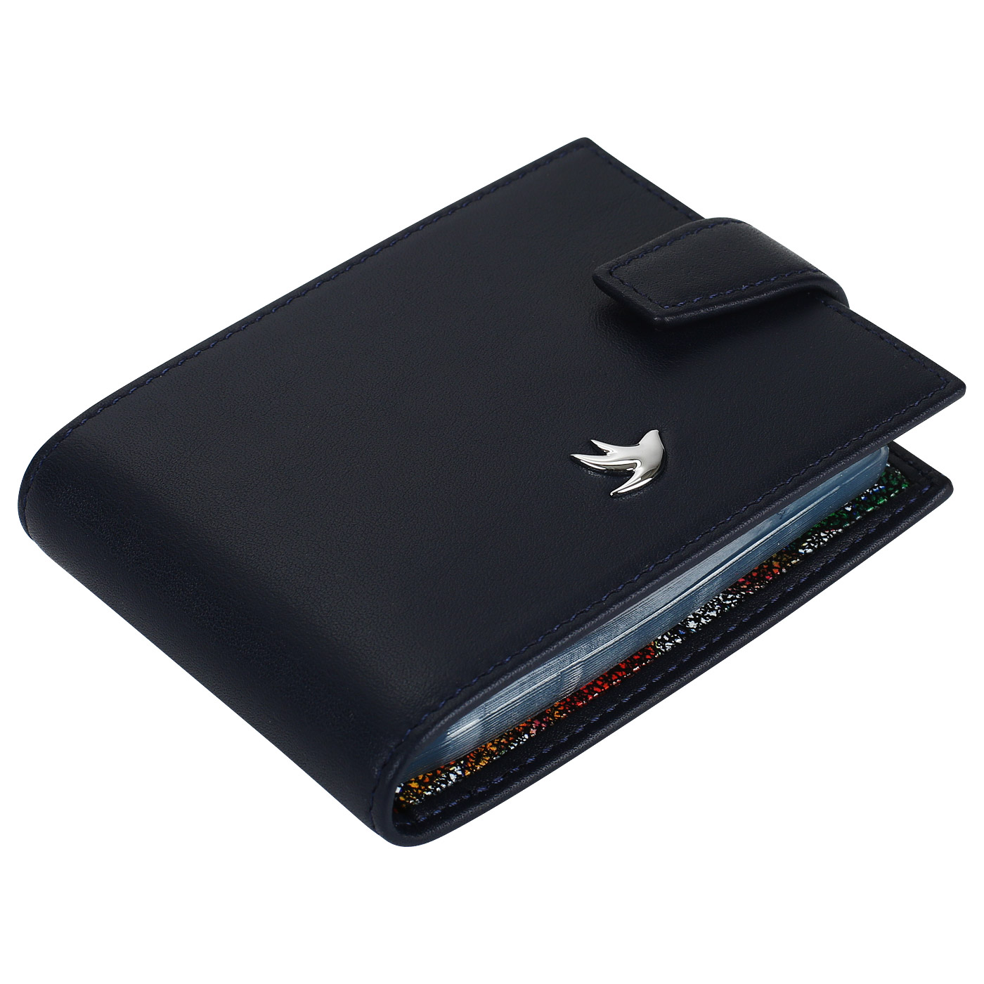 Синяя кожаная визитница Aurelli Luna tropico