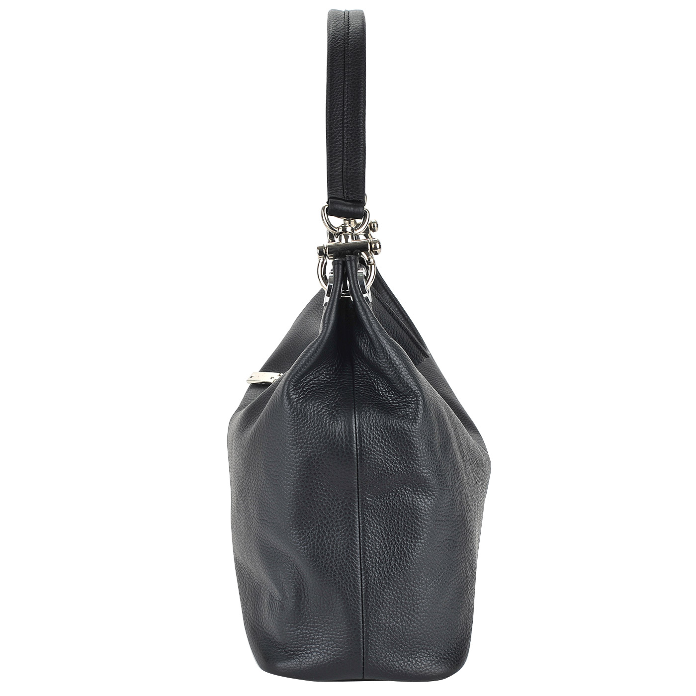 Вместительная женская сумка из зернистой черной кожи Chatte 