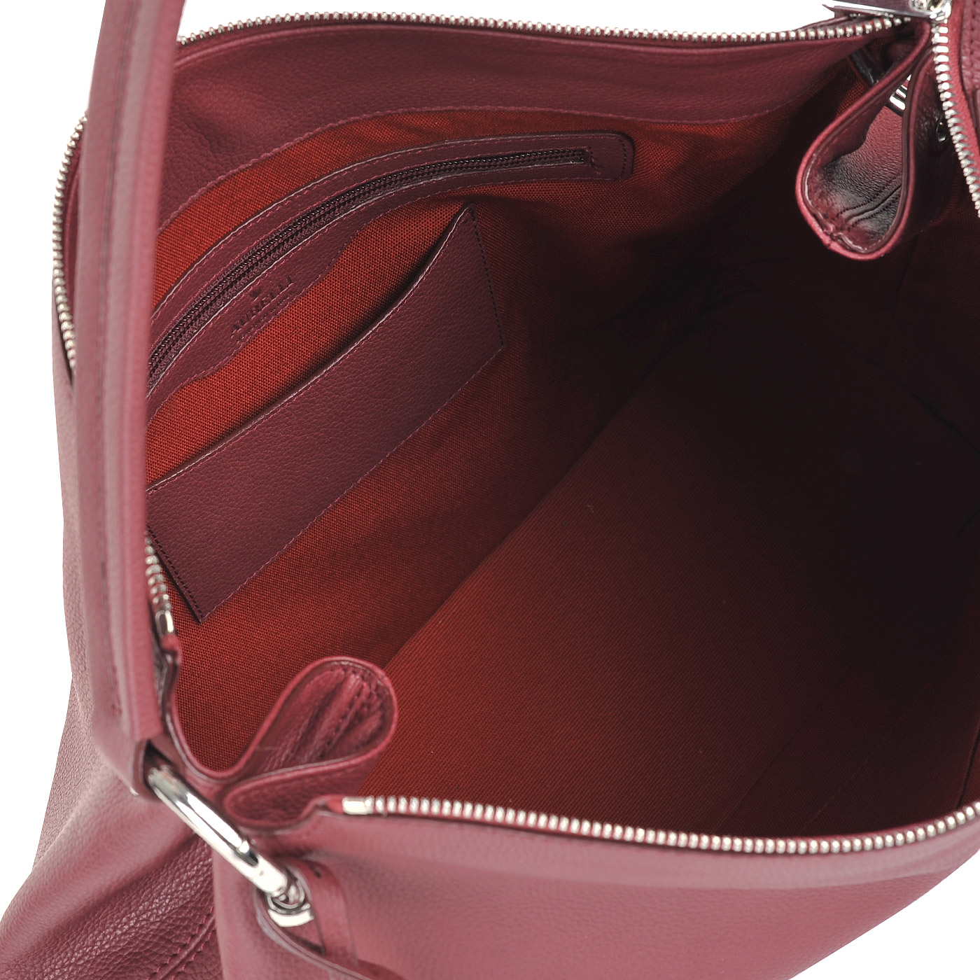 Бордовая женская кожаная сумка на молнии Aurelli 