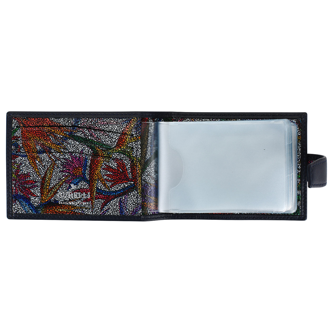 Синяя кожаная визитница Aurelli Luna tropico