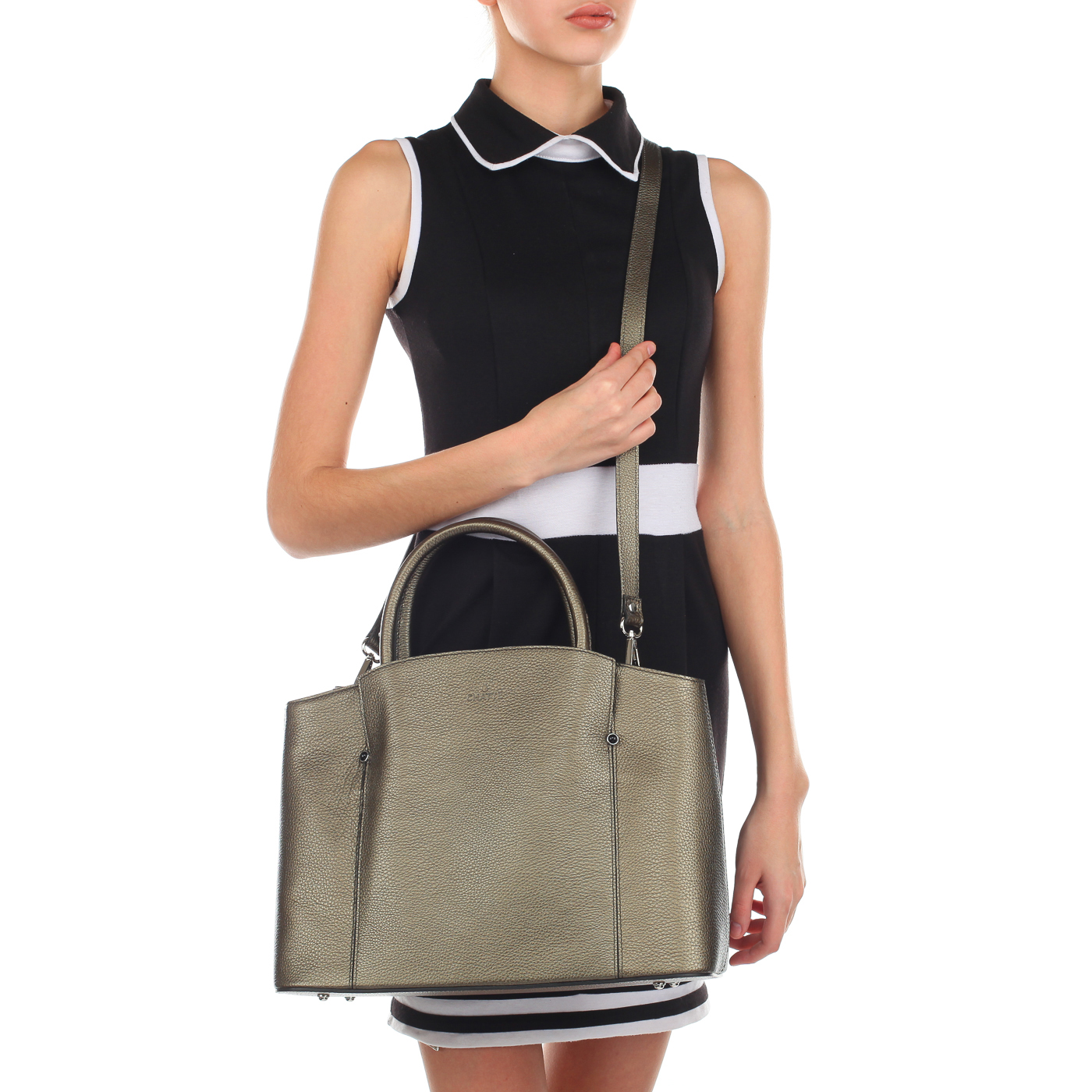 Женская кожаная сумка с двумя внешними карманами Chatte 