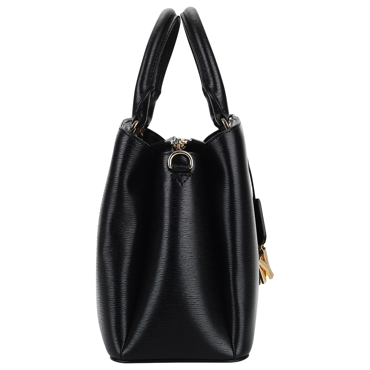 Черная кожаная сумка с тиснением DKNY Paige