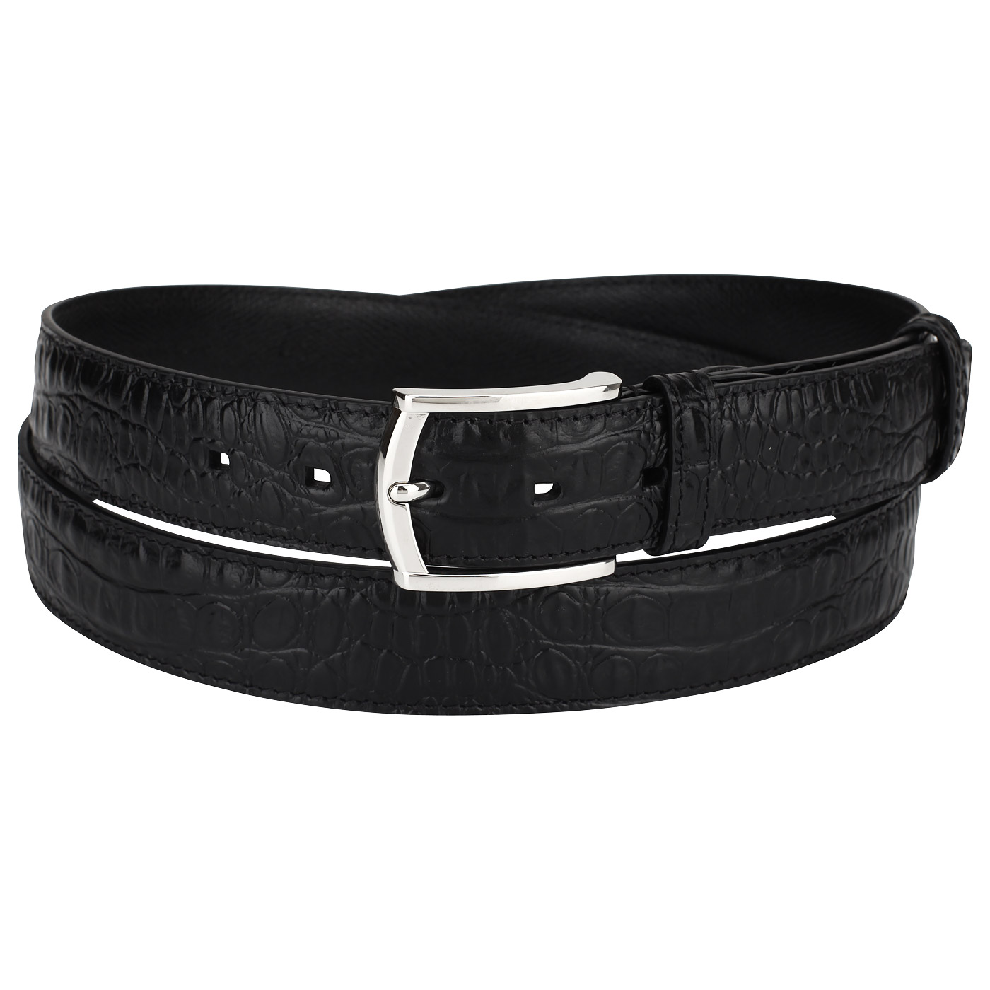Neri Karra Черный ремень с отделкой под крокодила