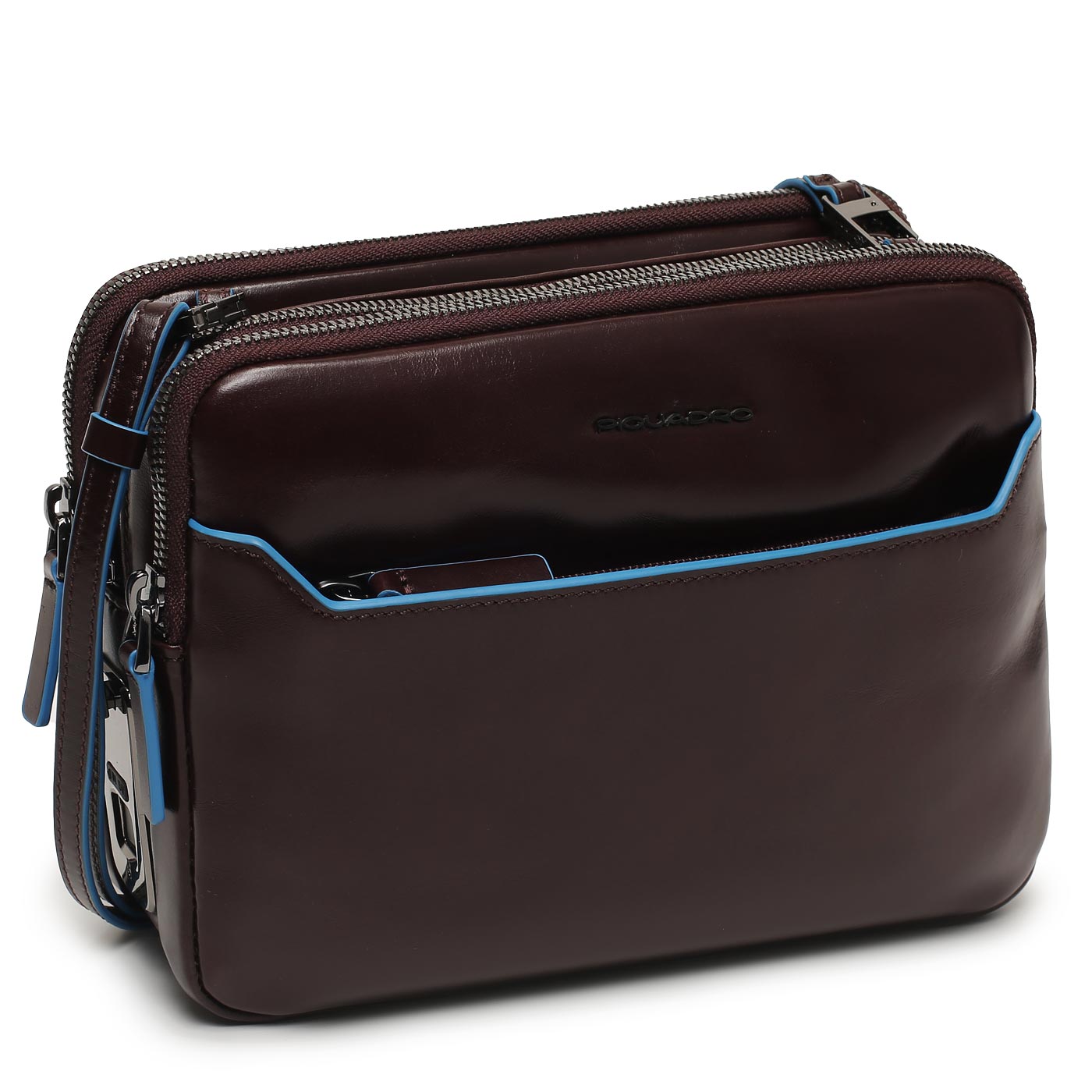 Кожаная визитка с умным замком Piquadro Blue square