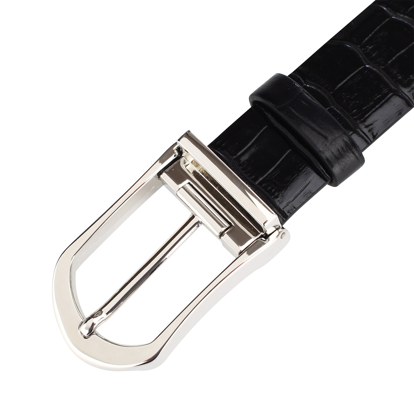 Черный кожаный ремень с отделкой под крокодила Mayrhoff 