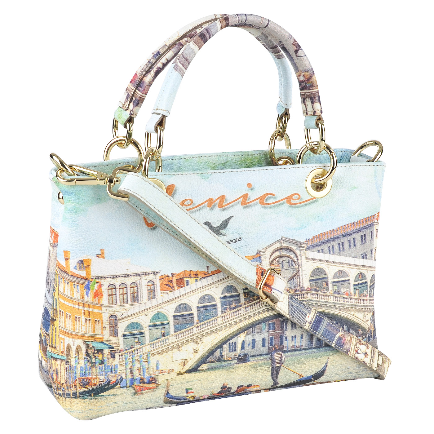 Женская кожаная сумка с принтом Acquanegra Venezia