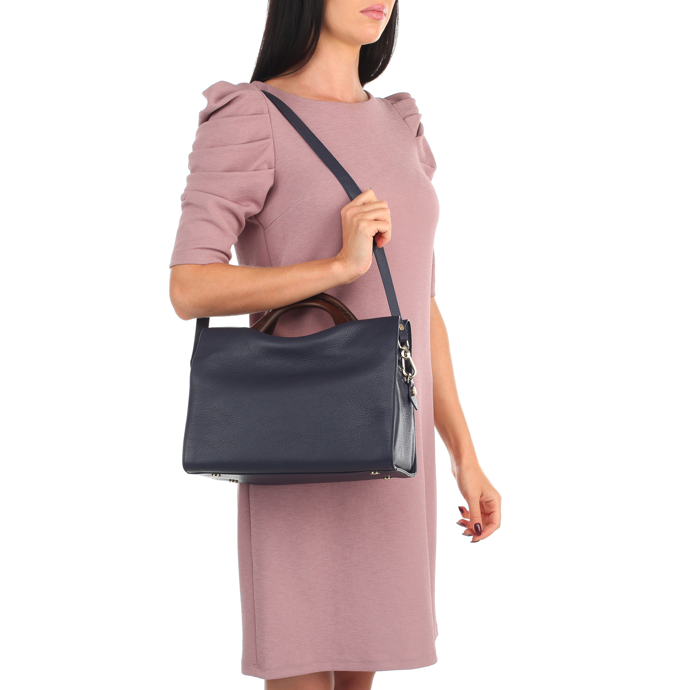 Кожаная сумка с деревянными ручками Gironacci 