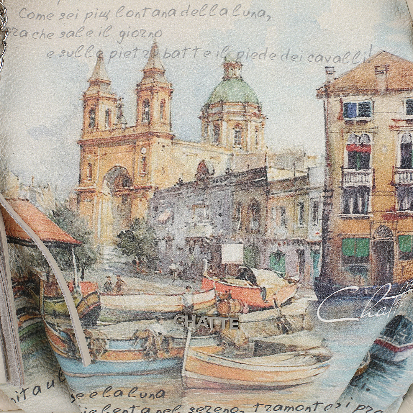 Мягкая кожаная сумка с принтом Chatte 