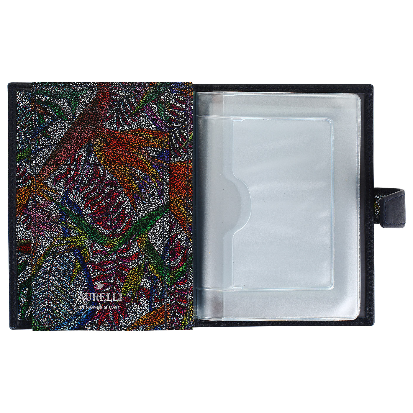 Кожаная обложка на кнопке для паспорта и автодокументов Aurelli Luna tropico