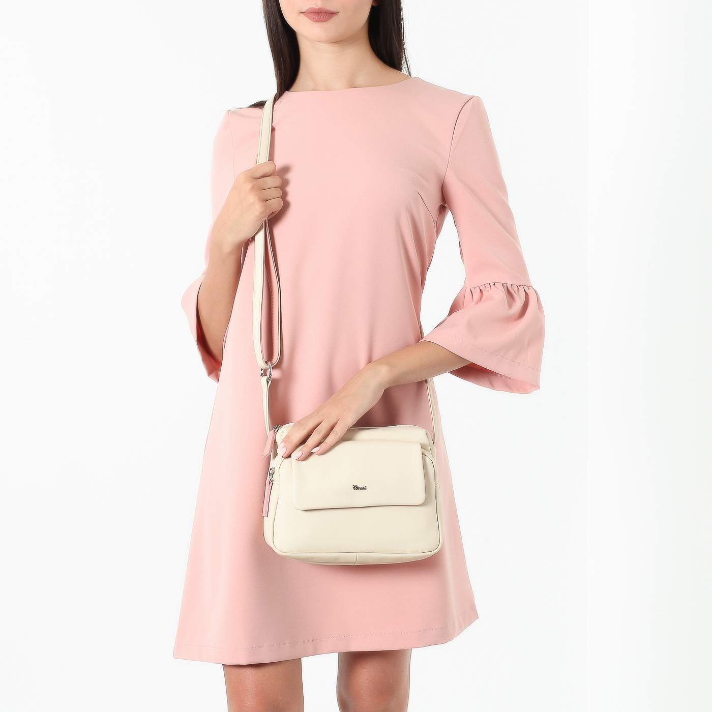 Кремовая сумка с двумя отделами Bruno Rossi 