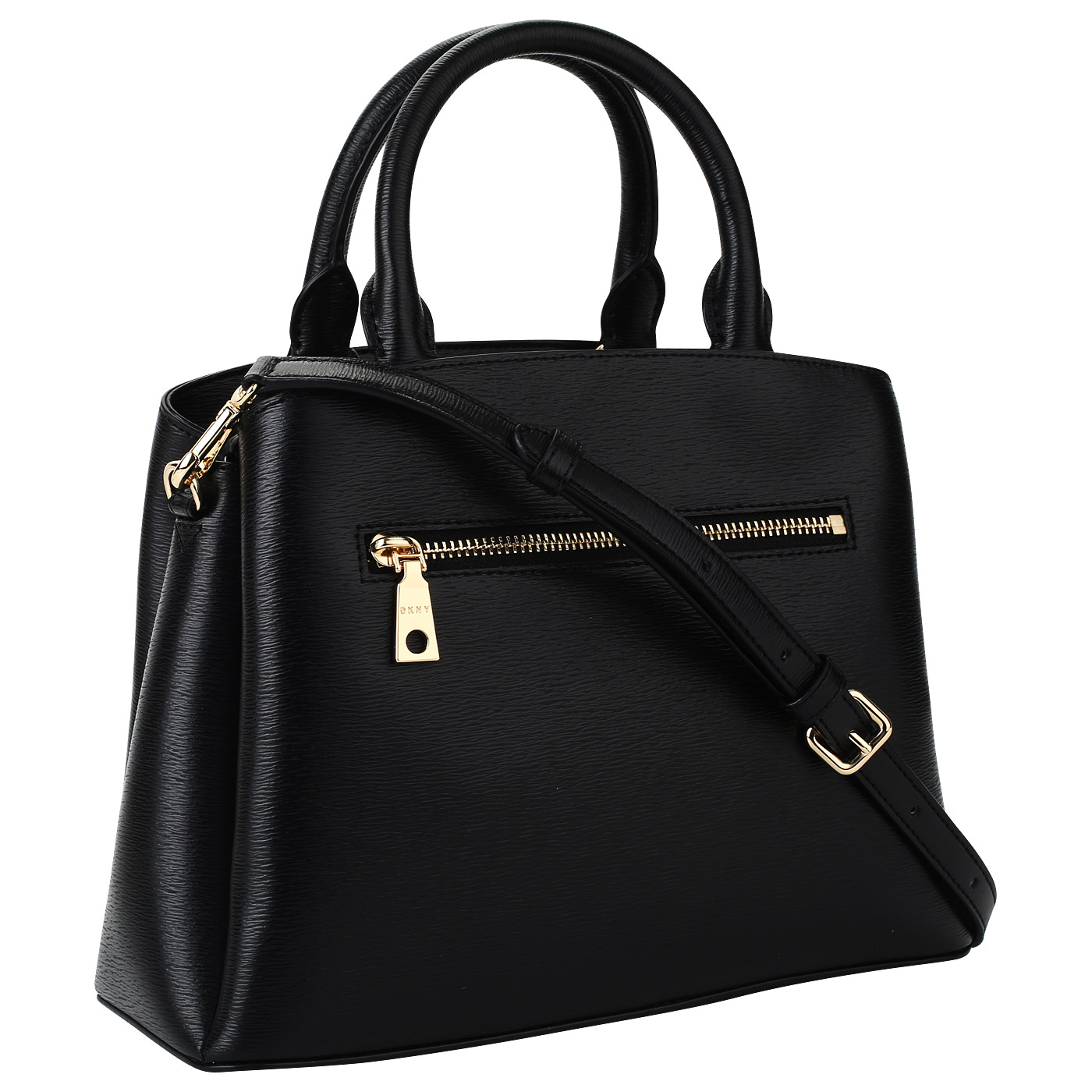 Черная кожаная сумка с тиснением DKNY Paige