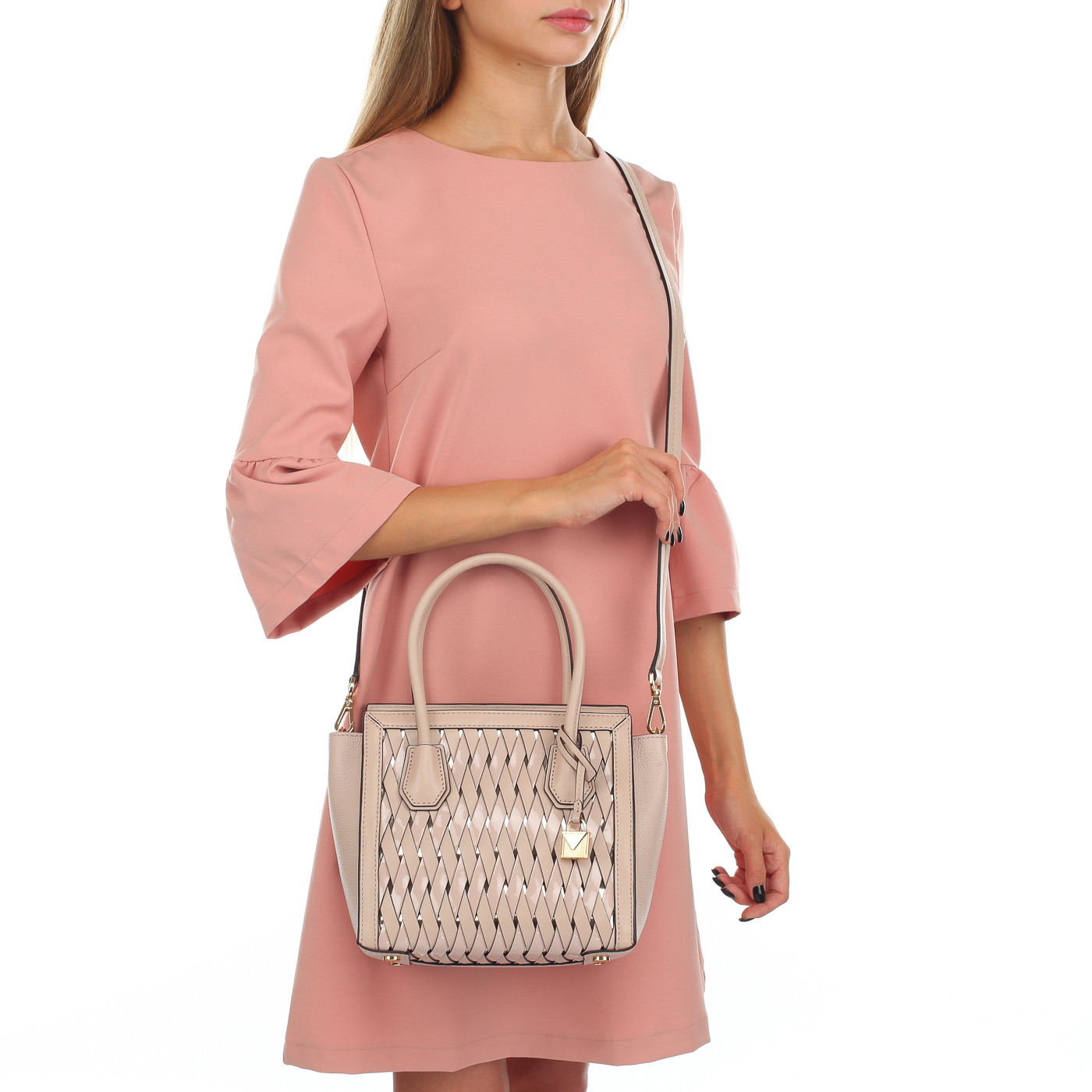 Розовая кожаная сумка Michael Kors Mercer Studio