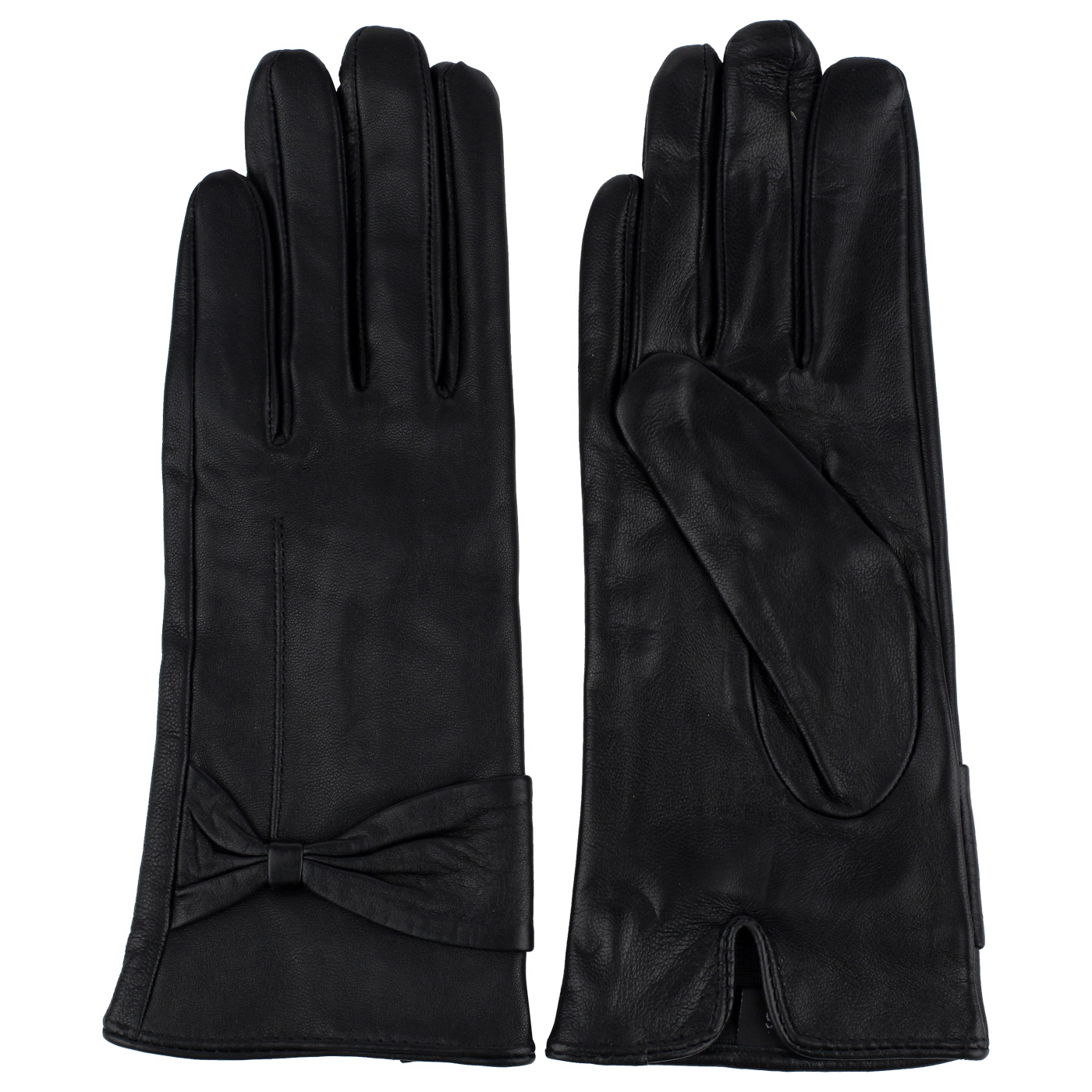 Черные перчатки из кожи Aurelli 